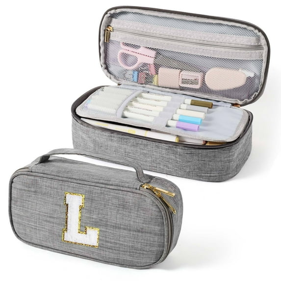 Yoolife Initial Pencil Case Capacity Pencil Pouch Handheld Pen Bag Cute Portable Gift for Office Women Gifts Aesthetic Pencil Case Pencil Pouch Pink