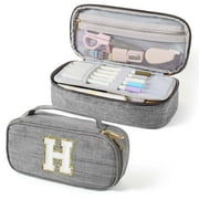 YOOLIFE Initial Pencil Case Capacity Pencil Pouch Handheld Pen Bag Cute Portable Gift for Office Women Gifts Aesthetic Pencil Case Pencil Pouch Pink