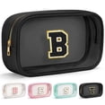 thumbnail image 1 of YOOLIFE Initial Travel Makeup Bag Pouch, Clear Toiletry Bag for Women Travel Accessories Cosmetic Bag Skin Care for Teen Make Up Bags Birthday Gifts for Women Unique Teacher Mom Friends Gifts Black B, 1 of 7