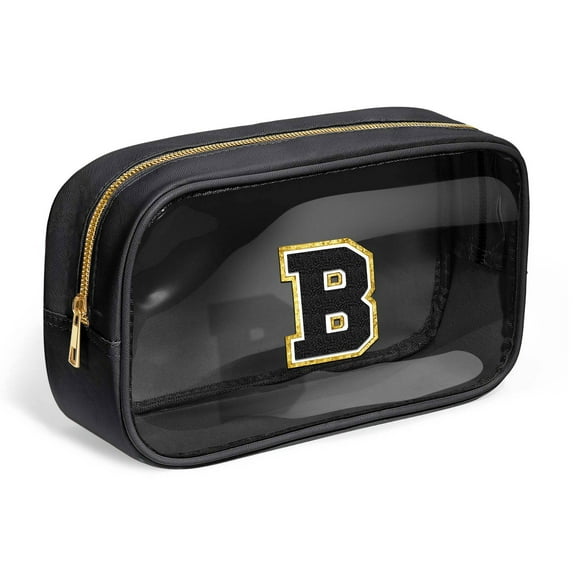 YOOLIFE Initial Travel Makeup Bag Pouch, Clear Toiletry Bag for Women Travel Accessories Cosmetic Bag Skin Care for Teen Make Up Bags Birthday Gifts for Women