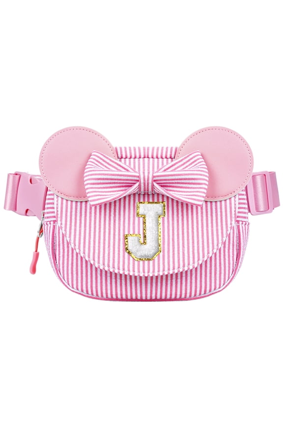 Kids Fanny Packs, Birthday Gifts for 4 5 6 7 8 9 10 11 12 13 14 Year Old Girls Gift, Fanny Pack for Girls Kid Daughter Sister Birthday Gift for Kids Teens Monogram Small Belt Bag (Pink J)