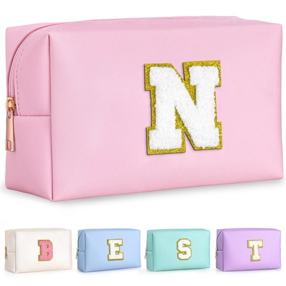 YOOLIFE Makeup Organizer - Initial Makeup Bag, Desk Organizer Small Cosmetic Bag Desktop Cosmetic Organiser (Pink N)