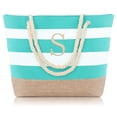 thumbnail image 1 of Yoolife Monogram Initial Canvas Waterproof Beach Tote Bag Zipper Personalized Travel Graduation Gifts for Women, 1 of 8