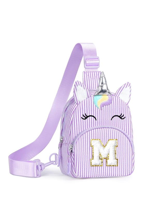 Purse Gifts for Girls Kids - Birthday Gifts for 2 - 8 Year Old Girl, Initial Sling Bag Fanny Pack for Little Girl Crossbody Bag, Personalized Gift for Sister Granddaughter, Purple (m)