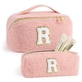 thumbnail image 1 of Yoolife Teddy Fleece Makeup Bag Gifts for Women 2 Initial Travel Cosmetic Pouch Makeup Bag Personalized Birthday Summer Vacation Gifts for Women, 1 of 7