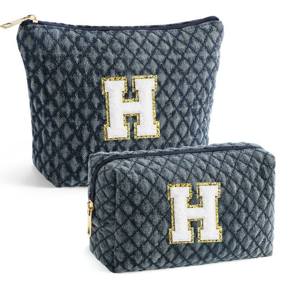 YOOLIFE Teen Girl Gifts - Birthday Gifts for Women Her Female Personalized Initial Checkered Makeup Bag Make Up Bag for Girls Teen Girl Gifts Trendy Stuff Cool Preppy Stuff Unique Teacher Gifts Ideas