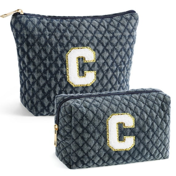 YOOLIFE Teen Girl Gifts - Birthday Gifts for Women Her Female Personalized Initial Checkered Makeup Bag Make Up Bag for Girls Teen Girl Gifts Trendy Stuff Cool Preppy Stuff Unique Teacher Gifts Ideas