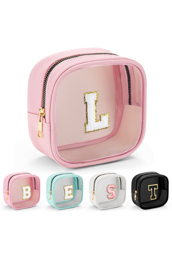 Travel Make up Bag for Women, Pink Makeup Bag Organizer Clear Toiletry Bags for Traveling Women Cosmetic Bags with Zipper Birthday Gifts for Women