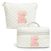 Yoolife Travel Makeup Bag for Women Initial Travel Bag Teen Girls Gifts Cute Pink Makeup Bag Personalized Gifts for Women