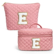 Yoolife Travel Makeup Bag for Women Initial Travel Bag Teen Girls Gifts Cute Pink Makeup Bag Personalized Gifts for Women