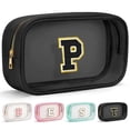 thumbnail image 1 of YOOLIFE Travel Toiletry Bag for Women, Black Clear Makeup Bag Cute Make Up Bag for Women Cosmetic Bags Skin Care Makeup Bag Organizer Birthday Gifts for Women Teacher Mother Girlfriend Initial P, 1 of 7