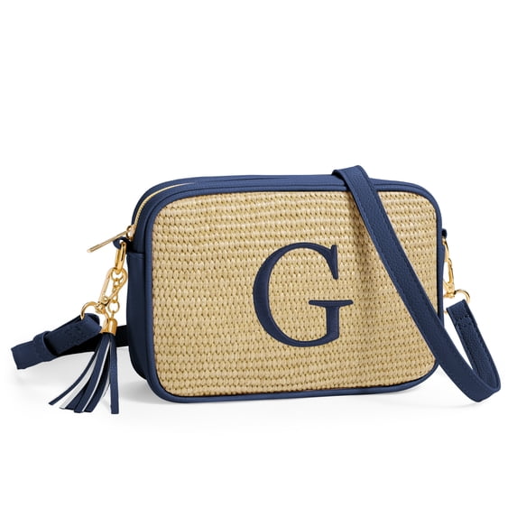 YOOLIFE Woven Crossbody Bag Gifts for Women Initial Travel Crossbody Bags Personalized Birthday Summer Vacation Gifts for Women Her Friends