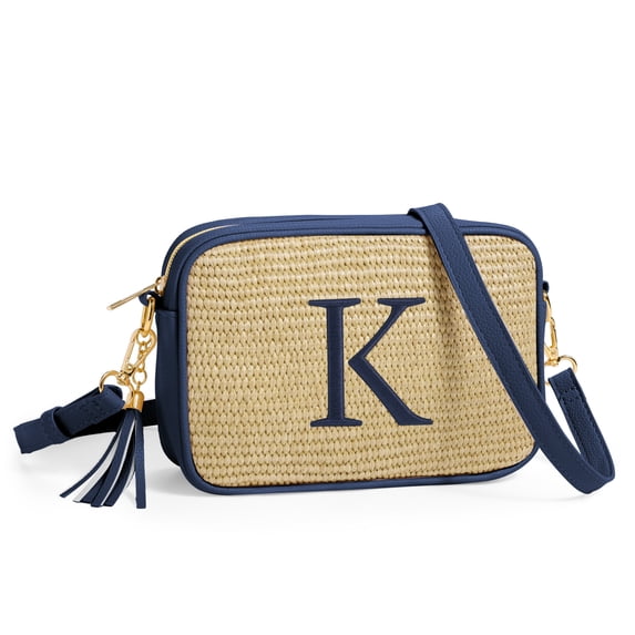 YOOLIFE Woven Crossbody Bag Gifts for Women Initial Travel Crossbody Bags Personalized Birthday Summer Vacation Gifts for Women Her Friends