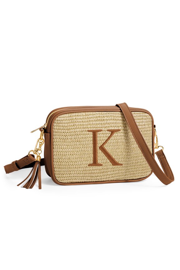 Woven Crossbody Bag Gifts for Women Initial Travel Crossbody Bags Personalized Birthday Summer Vacation Gifts for Women Her Friends