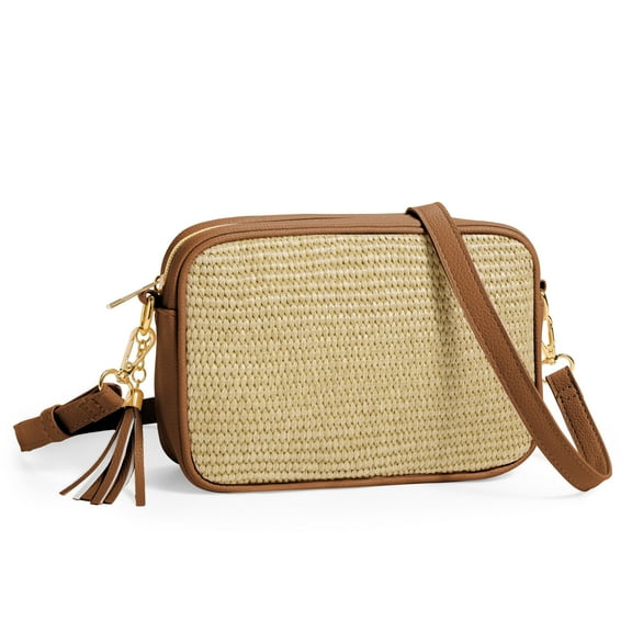 YOOLIFE Woven Crossbody Bag Gifts for Women Initial Travel Crossbody Bags Personalized Birthday Summer Vacation Gifts for Women Her Friends
