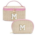 thumbnail image 1 of YOOLIFE Woven Makeup Bag Gifts for Women Initial Travel Pouch Checkered Make Up Bag Cosmetic Bag Personalized Birthday Summer Vacation Gifts for Women Her Friends, 1 of 8