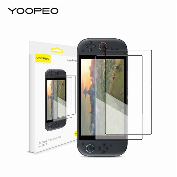 YOOPEO Switch 2 Tempered Glass Screen Protector (2-Pack) – HD Clear Anti-Fingerprint, Bubble-Free Installation, Scratch-Resistant for NS2 Console
