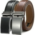 thumbnail image 1 of YOORAN Men's Belt, 2 Pack Ratchet Belts,  Adjustable 13/8”Genuine Leather Belt, Size Length Can be Cut, With Gift Box, 1 of 6