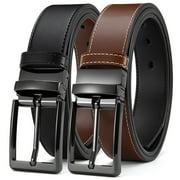 Men's Belt Reversible Leather 1.25", Two-In-One Classic Dress Black Belt, Adjustable
