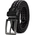 thumbnail image 1 of YOORAN Men's Leather Braided Belt Golf Belt 1 3/8" Braided Belt Casual Jeans with Gift Box, 1 of 6