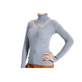 thumbnail image 1 of YOOSMATIC Women Turtleneck Slim Lace Mesh Leisure Sweater Pullover Female Gray L, 1 of 4