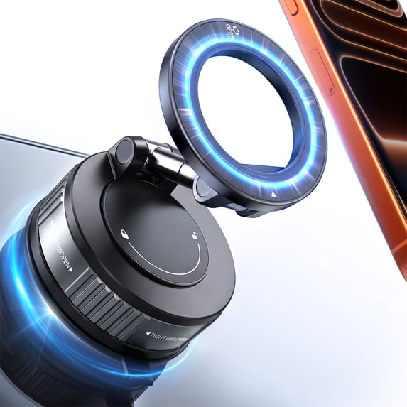 Universal Phone Vacuum Magnetic Holder, 360° Rotation Strong Suction for Car & Mirror