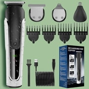YOOVEE Mens All-in-One Grooming Kit, Beard Trimmer, Hair Clippers, Nose & Ear Razor, Detail Trimmer, IPX6 Waterproof Cordless Clipper with 4 Limit Combs
