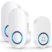YOOVEE Wireless Doorbell Kit, 2 Plug-In Receivers, 1076 ft Range, 60 Chimes, 4-Level Volume, IP44 Weatherproof, Memory Function, No Wiring Required for Home/Off