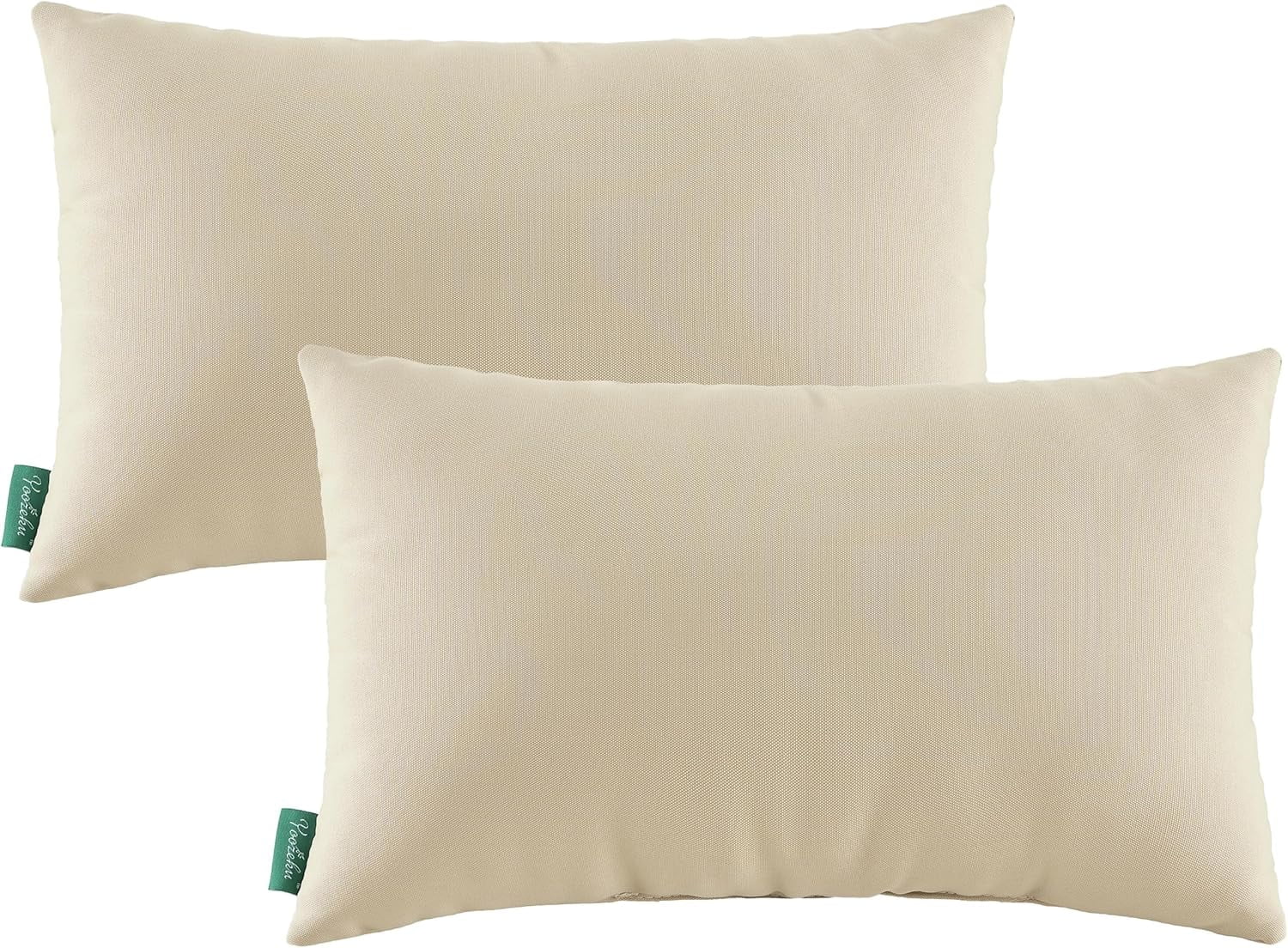 YOOZEKU Indoor Outdoor Lumbar Pillows,Waterproof Outdoor Pillows Set of 2 for Patio Furniture,12x20 Inch,Beige