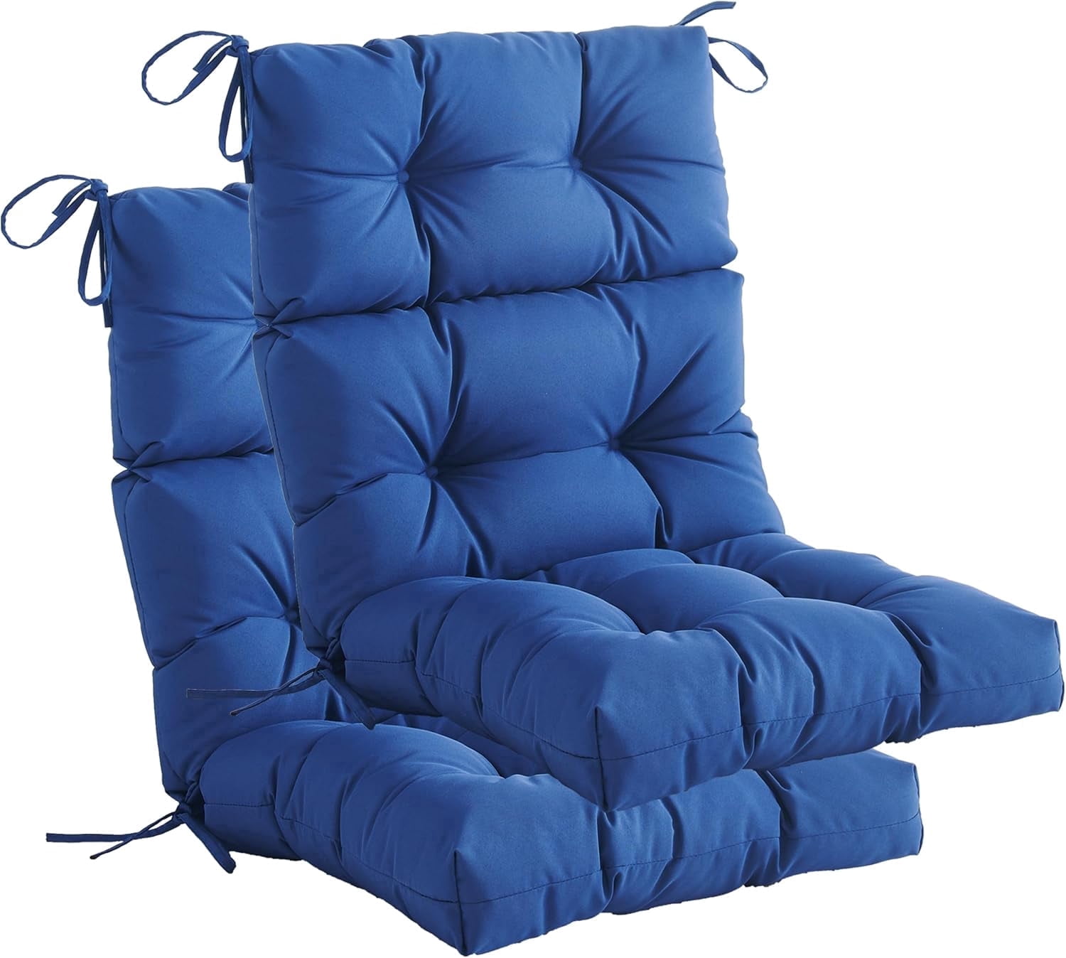 YOOZEKU Outdoor High Back Adirondack Rocking Chair Cushions set of 2,Waterproof Tufted Patio Seat Cushions for Outdoor Furniture with Ties,45x22 Inch, Navy Blue