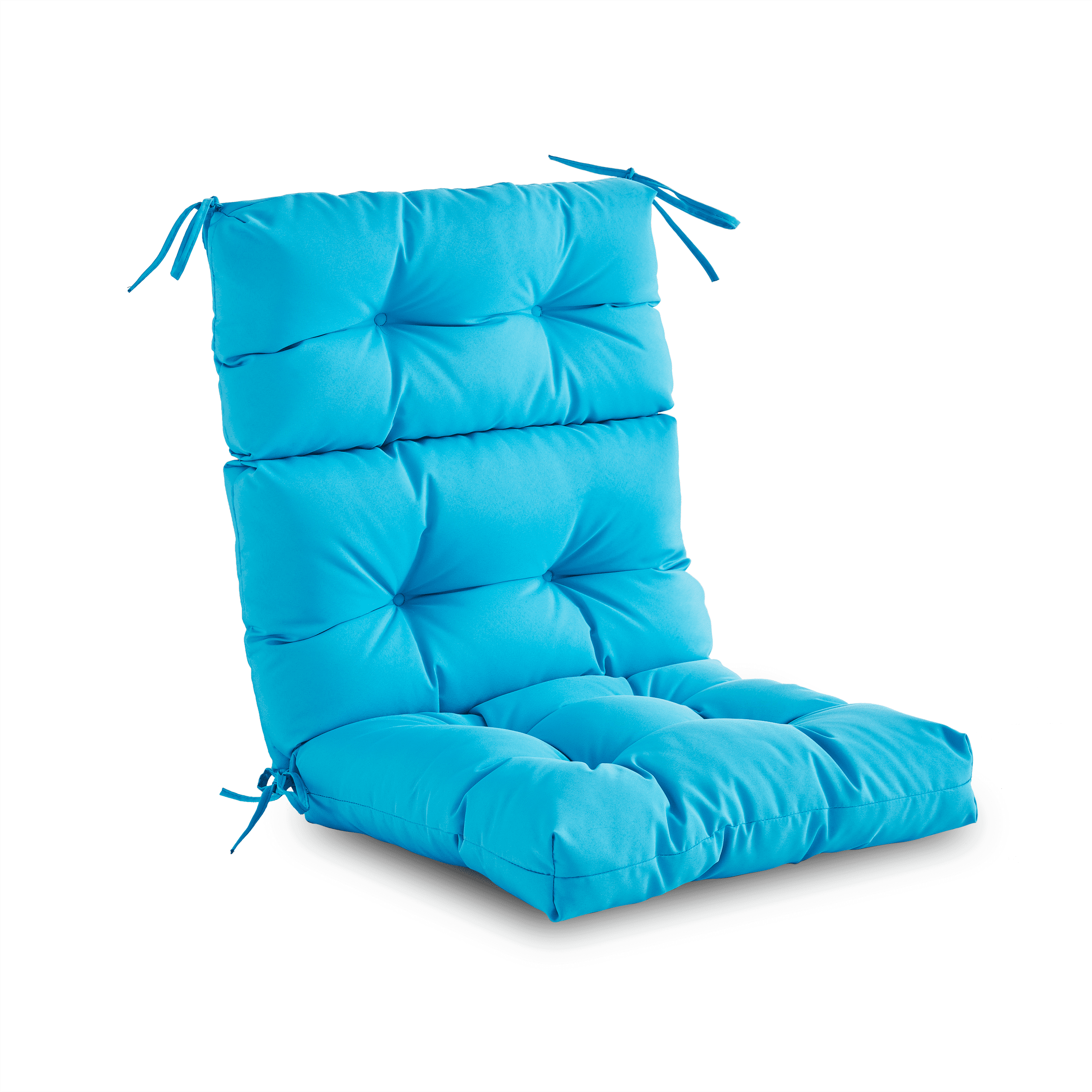 YOOZEKU Outdoor Indoor High Back Chair Cushion,Waterproof All-Weather Tufted Patio Adirondack Rocking Seat Cushion with Ties,45x22 Inch, Aqua Blue