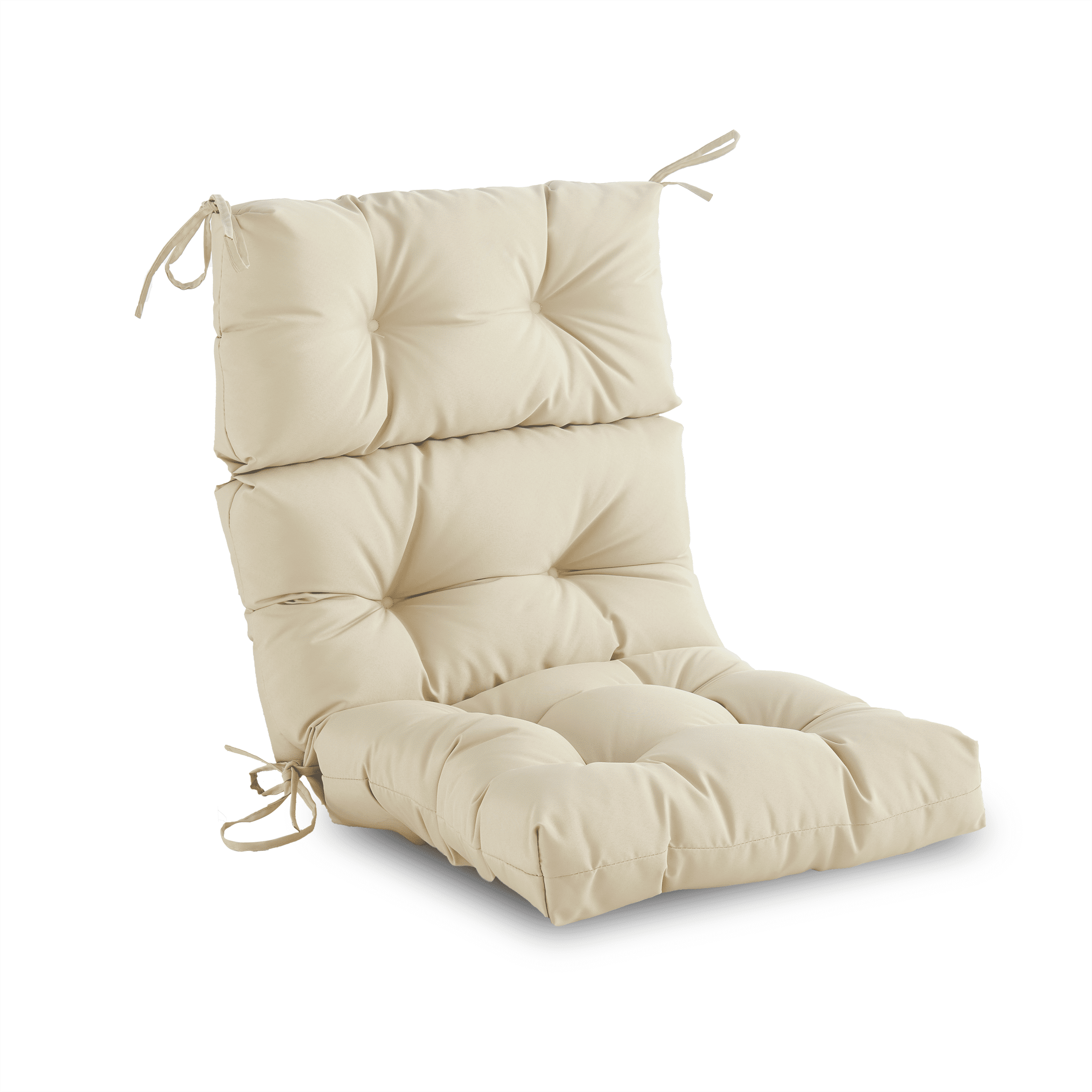 YOOZEKU Outdoor Indoor High Back Chair Cushion,Waterproof All-Weather Tufted Patio Adirondack Rocking Seat Cushion with Ties,45x22 Inch, Beige