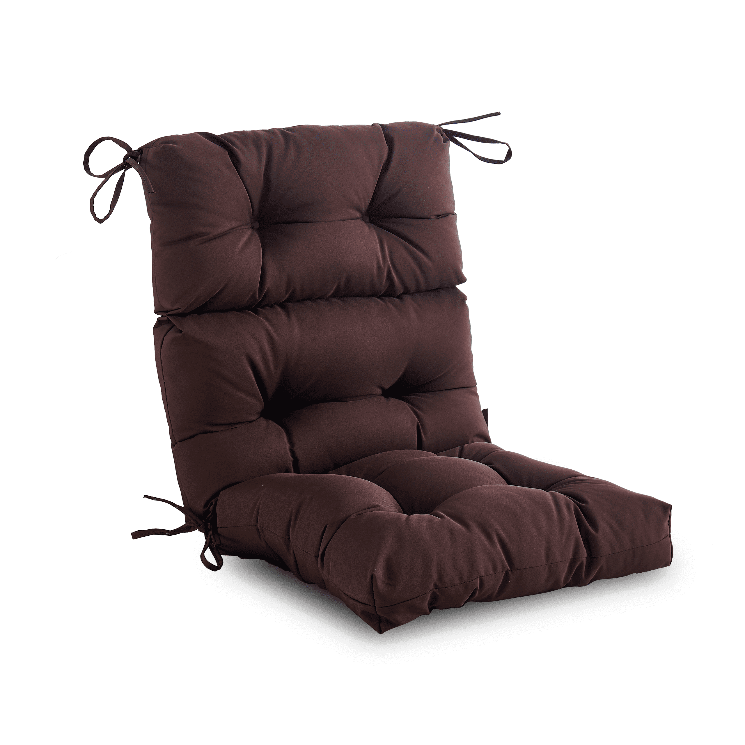 YOOZEKU Outdoor Indoor High Back Chair Cushion,Waterproof All-Weather Tufted Patio Adirondack Rocking Seat Cushion with Ties,45x22 Inch, Coffee