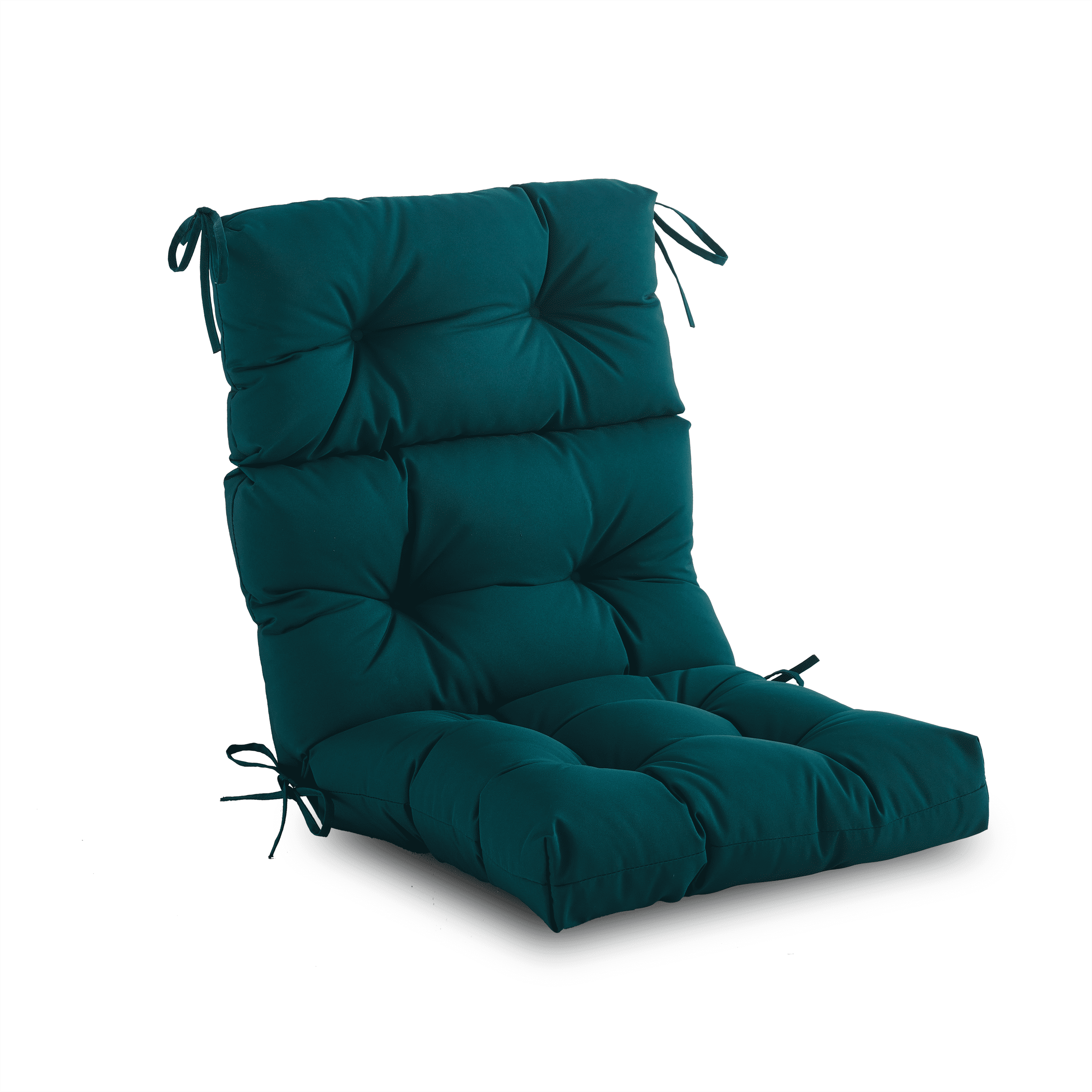YOOZEKU Outdoor Indoor High Back Chair Cushion,Waterproof All-Weather Tufted Patio Adirondack Rocking Seat Cushion with Ties,45x22 Inch, Dark Green