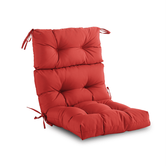 YOOZEKU Outdoor Indoor High Back Chair Cushion,Waterproof All-Weather Tufted Patio Adirondack Rocking Seat Cushion with Ties,45x22 Inch, Red