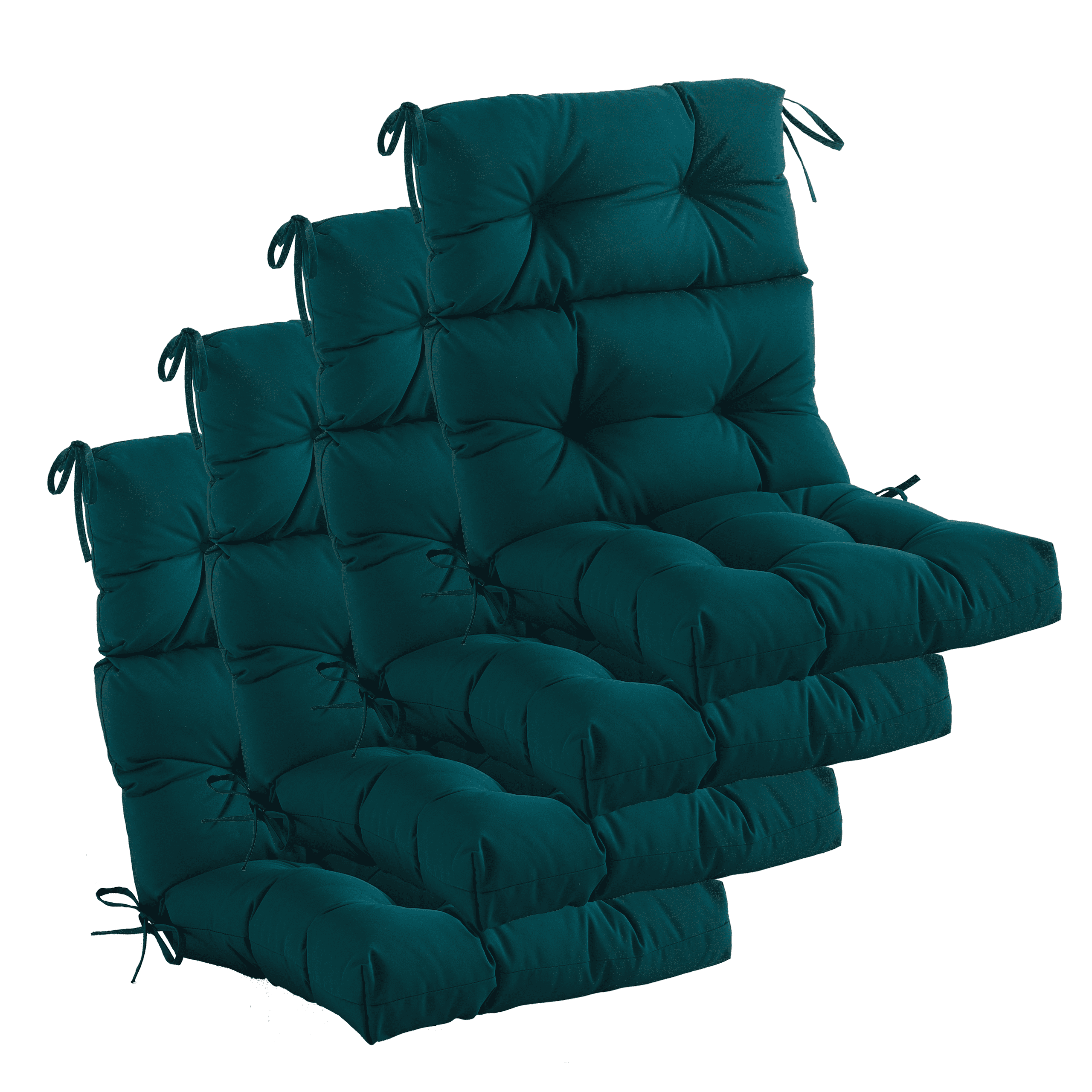 YOOZEKU Outdoor Indoor High Back Chair Cushions Set of 4,Waterproof All-Weather Patio Adirondack Rocking Seat Back Chair Cushions for Outdoor Furniture with Ties,45x22 Inch, Dark Green