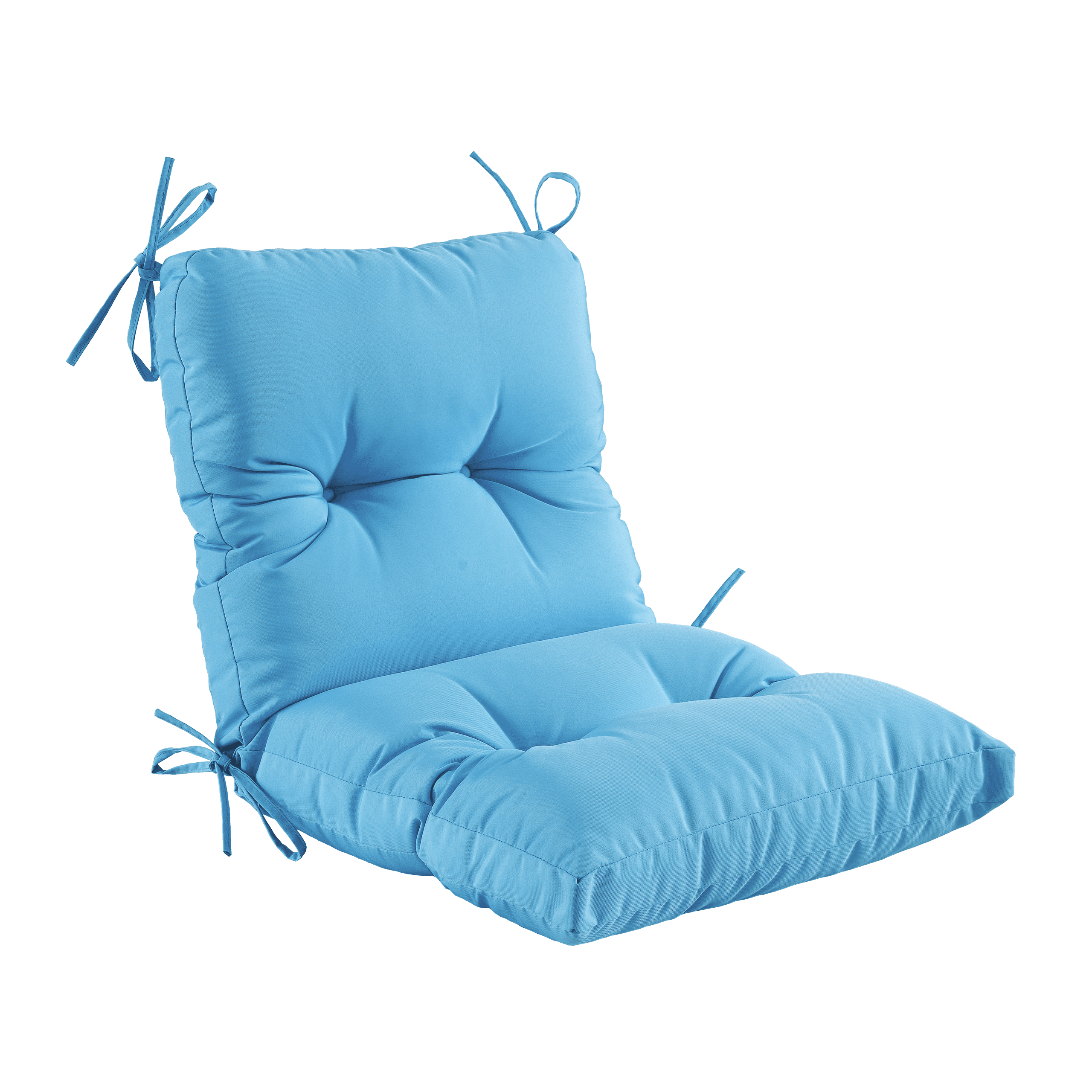 YOOZEKU Outdoor Indoor Seat Back Chair Cushion,Waterproof Tufted Patio Chair Cushion with Ties for Lawn Outdoor Furniture,Adirondack,Rocking Chair, Aqua Blue
