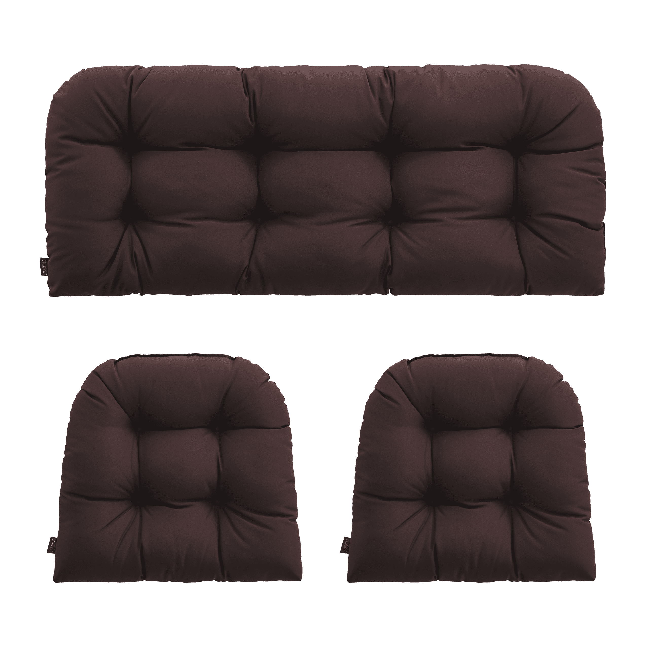 YOOZEKU Outdoor Tufted Wicker Chair Cushions of 3 Pieces, 1 Loveseat and 2 U-Shape All Weather Waterproof Patio Seat Cushions for Wicker Furniture,Bench, Coffee