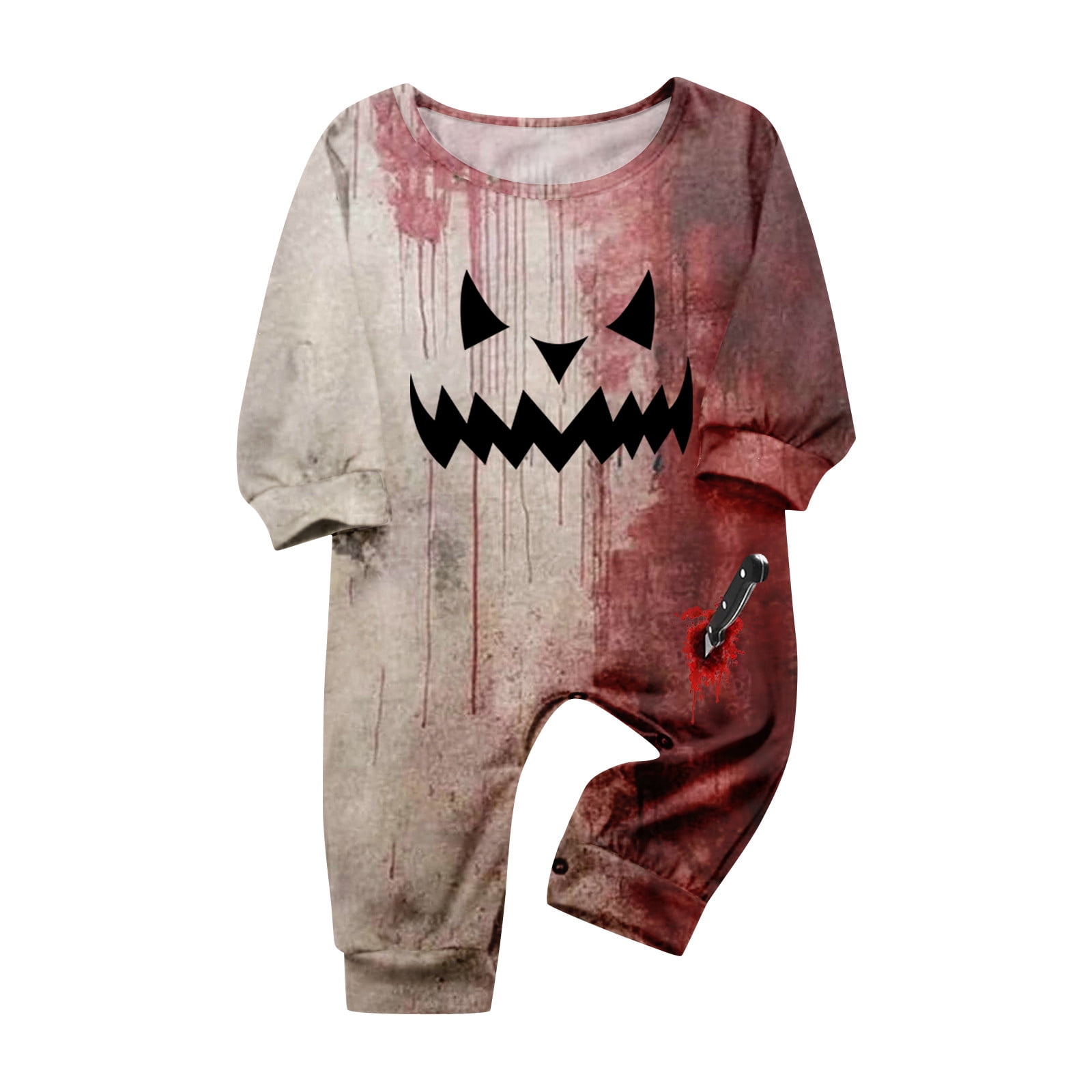 Beige Leopard Pumpkin Allover Halloween 2pcs Pajama Set main image 1