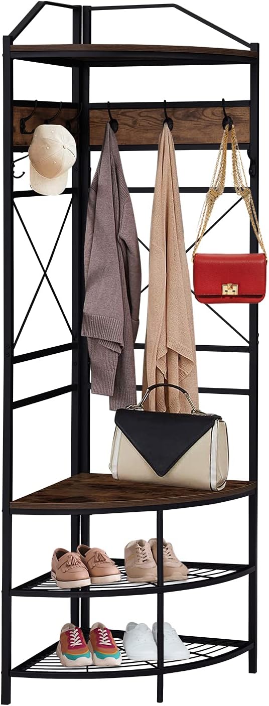 YOPEBOOBIU Corner Coat Rack with Hooks Entryway Multifunctional Hat