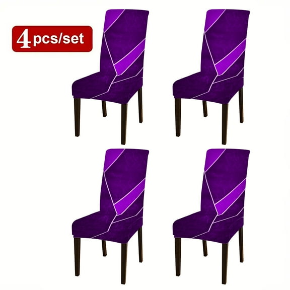YOPINCO Chair Protector Cover Slipcover Pack of 4, Stretch Removable Washable Spandex Chair Cover for Dining Room Wedding Banquet Decoration Purple
