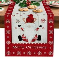 YOPINCO Christmas-Table Runner decorated with Christmas ornaments, snowflakes, and Santa Claus. Made of woven polyester fiber For home kitchen decoration and home decoration.
