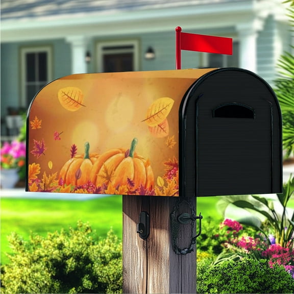 YOPINCO Fall Mailbox Cover Pumpkin and Maple Leaf Decorated Mailbox Cover Waterproof Mailbox Cover for Fall Thanksgiving Holidays Suitable for Courtyards and Gardens 21x18 inches