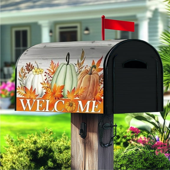 YOPINCO Fall Pumpkin Mailbox Covers Magnetic Standard Size 21 X 18 Waterproof Magnetic Mailbox Cover Post Letter Box Mailbox Covers for Farmhouse Garden Yard