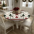 thumbnail image 1 of YOPINCO Round Fitted Tablecloth Spandex Stretch Table Cover Christmas Tree Pattern Tablecloth Elastic Edge Design Perfect for Winter Home Kitchen Dining Tables 48inch, 1 of 12