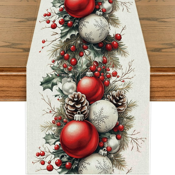 YOPINCO Winter Table Runner, Seasonal Christmas Kitchen Table Decoration,Suitable for Winter Christmas Family Gathering Indoor 13x72 inches