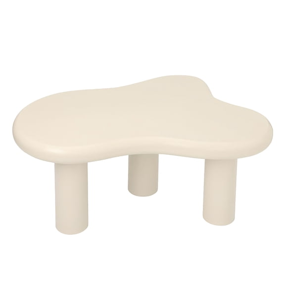YOQIANG Cream White Cloud Shaped Coffee Table Contemporary Curved Center Table with 3 Legs Multi-Purpose Small Tea Table for Living Room Bedroom