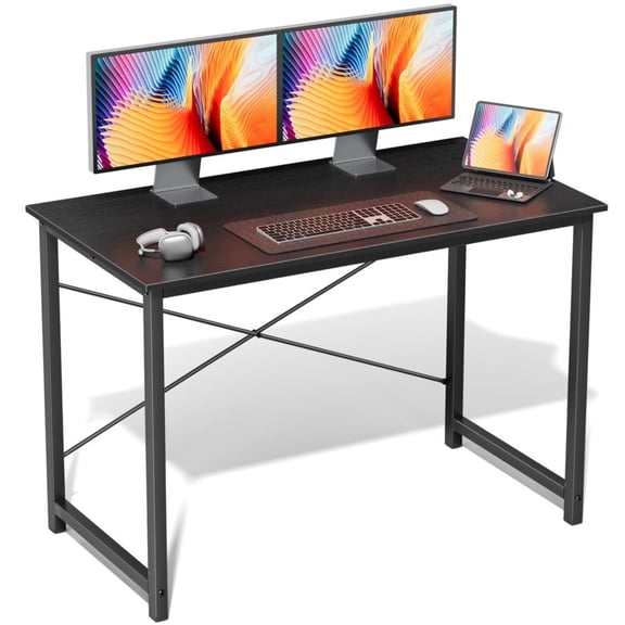YOQIANG Small Space Computer Desk Modern Writing Gaming Study Table for Kids with Storage Bag and Headphone Hook for Home Office Use