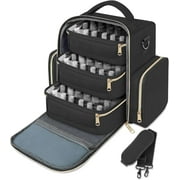 YOREPEK Large Travel Makeup Bag Cosmetic Store Organizer Bag with 3 Detachable Foam Slot for Nail Polish, Black