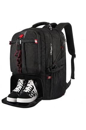 Travel Backpack, 50L Laptop Backpack with Shoe Compartment for Men and Women, Fits 17 inch Notebook, Black